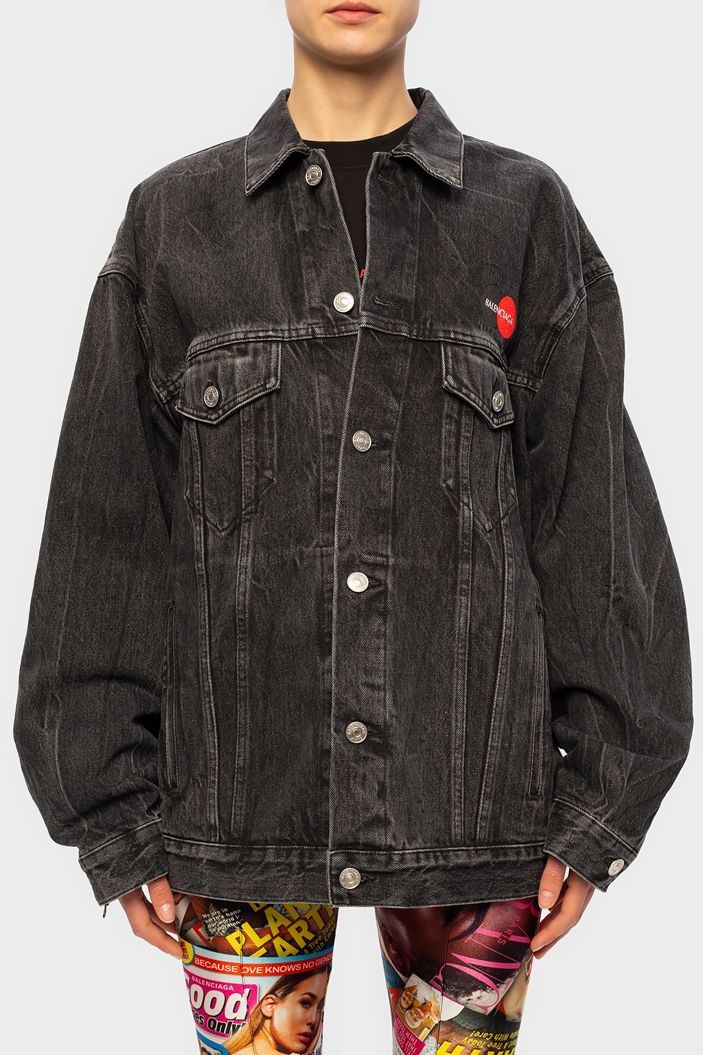 ＸＸＸBALENCIAGANylon Logo Denim Jacket Balenciaga Denim Jacket Black Red Logo 2025 | www.applelady.ca